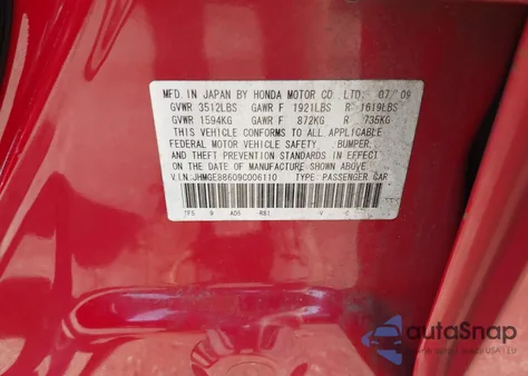 2009 Honda Fit Sport из США, поврежденный, VIN JHMGE88609C006110